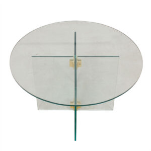 Pace Collection – Petite Round Glass & Brass Accent / End Table