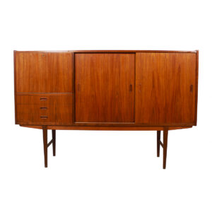 Unique Danish Teak Highboard with Secretary / Bar Serving Section