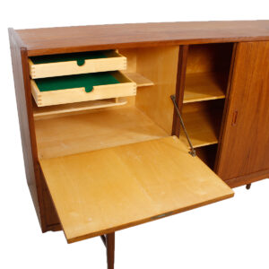 Unique Danish Teak Highboard with Secretary / Bar Serving Section