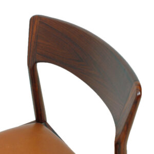 Set of 8 (2 Arm + 6 Side) Danish Rosewood & Distressed Leather Chairs