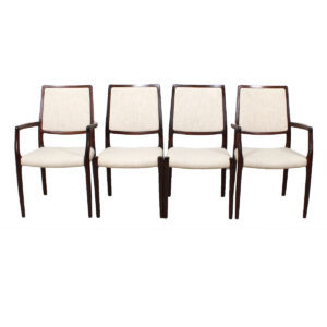 Set of 4 (2 Arm + 2 Side) Niels Møller Danish Modern Rosewood Dining Chairs