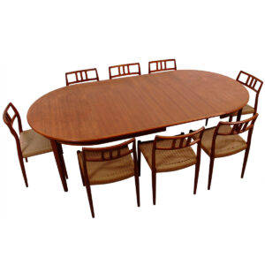Danish Modern Teak Round-to-Oval Dining Table by Arne Vodder