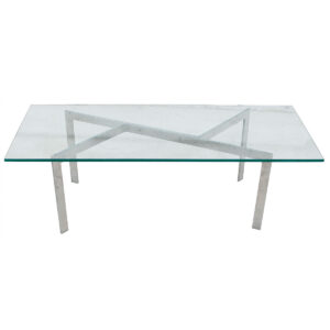 Paul Kjærholm Style Glass & Chrome Geometric Base Coffee Table