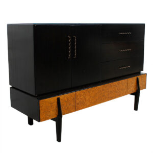 Brown Saltman Decorator Highboard / Bar Cabinet by John Keal