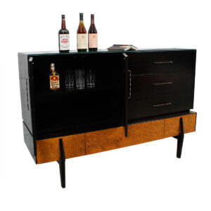 Brown Saltman Decorator Highboard / Bar Cabinet by John Keal