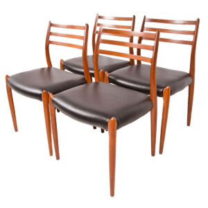 Newly Upholstered — Set of 4 Danish Teak Niels Moller #78 Dining Chairs