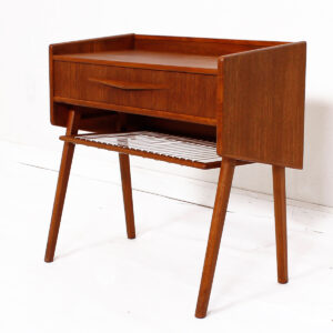 Randers Danish Teak Compact Nightstand / Accent Table with ‘Pontiac’ Pulls