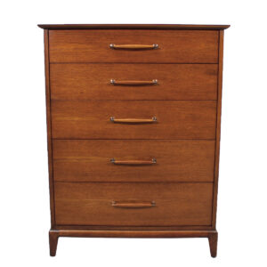 Heritage Henredon MCM Walnut Tall Dresser w/ Wood Pulls