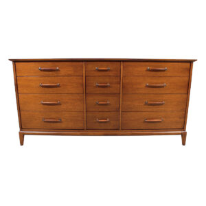 Heritage Henredon MCM Walnut Long Dresser w/ Wood Pulls