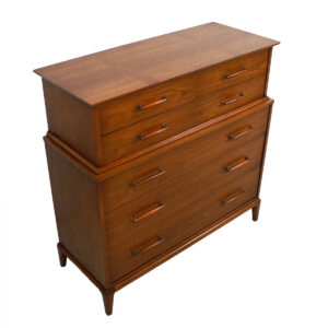 Heritage Henredon MCM Walnut 4 Over 3 Drawer Chest w/ Wood Pulls