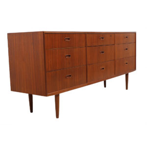 Falster Danish Modern Long Teak 9 Drawer Dresser