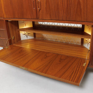 Super-Slim Rare Danish Teak Long Bar Cabinet / Storage Sideboard