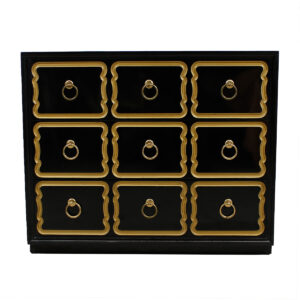 Dorothy Draper Black Lacquer ‘España’ Dresser / Chest by Heritage Henredon