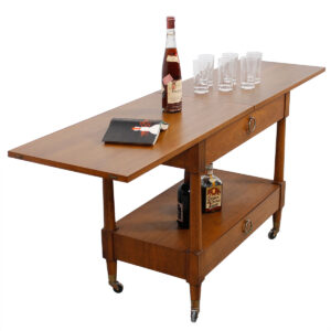 Heritage Henredon Expanding Walnut Flip-Top Bar / Serving Cart