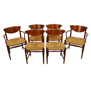Set of 6 Peter Hvidt Teak Dining Chairs w/ Danish Rope Seats