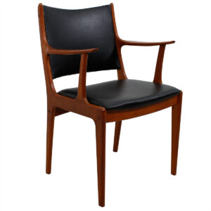 Reupholstered Pair of Danish Modern Teak Arm Chairs