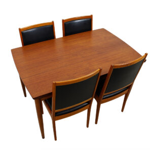 Compact Danish Teak Rectangular Expanding Dining Table
