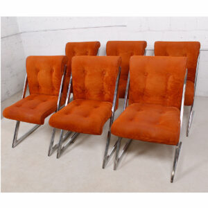 Set of 6 Deep-Auburn Milo Baughman “Z” Chairs