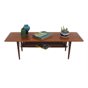 Solid Teak Peter Hvidt & Orla Molgaard Nielsen Coffee Table w/ Shelf