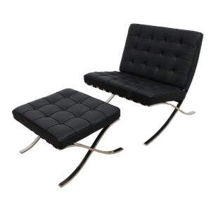 1960s Vintage Barcelona Chair + Ottoman Fully Refurbished by Knoll