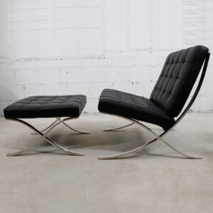 1960s Vintage Barcelona Chair + Ottoman Fully Refurbished by Knoll