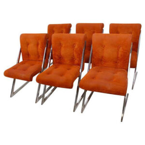 Set of 6 Deep-Auburn Milo Baughman “Z” Chairs
