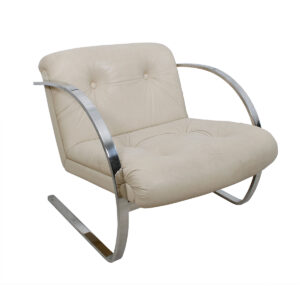 Brueton Leather & Chrome Lounge Chairs