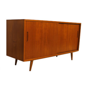 Condo Sized (54.5″) Danish Teak Office Sideboard / Media Cabinet