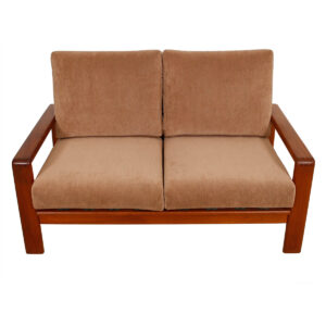 Vintage Teak Loveseat / Settee w/ NEW Fabric Upholstery