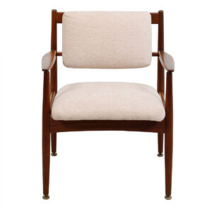 Newly Upholstered Walnut Mid Century Modern Arm Chair