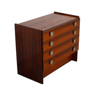Small Danish Rosewood Chest w/ Brushed Steel Pulls