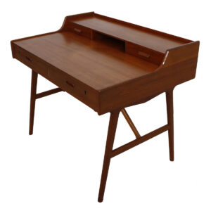 Arne Wahl Iversen Petite Danish Teak Writing Desk w/ Sculptural Legs