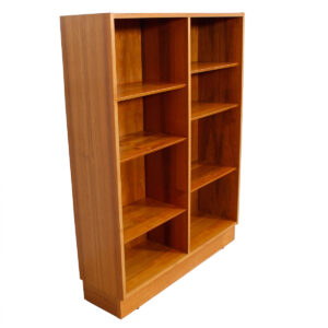 Condo-Sized (42.5″) Danish Teak Bookcase w/ Adjustable Beveled Shelves