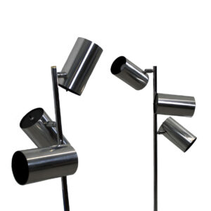 Pair of Triennale 1970s Chrome Adjustable Floor Lamps