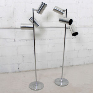 Pair of Triennale 1970s Chrome Adjustable Floor Lamps