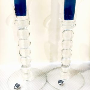 Pair of Orrefors, Sweden Glass Candleholders