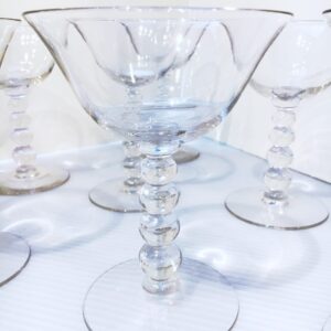 Set of 8 Vintage Martini / Cocktail Glasses, Stacked Ball Stem