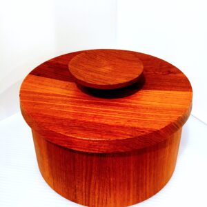 Older Dansk Teak Ice Bucket with Raised Circular Handle
