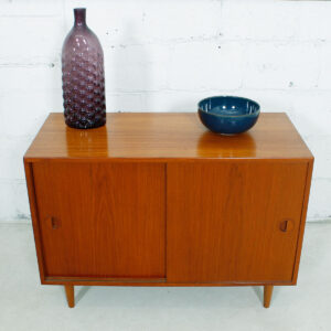 Petite Danish Modern Teak Media Storage Cabinet / Bar