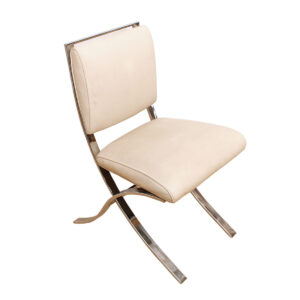 Set of 4 Barcelona Style Chrome & White Chairs