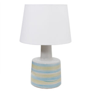 Small Martz Pottery Lamp, Painted Blue & Yellow Stripes