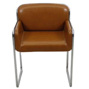 John Stuart Set of 4 Caramel Leather & Chrome Chairs