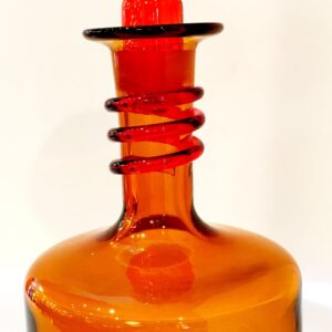 Fabulous Blenko Style Glass Decanter, Bright Orange