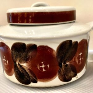 Arabia, Finland Hand Painted Teapot, “Anemone”, Brown