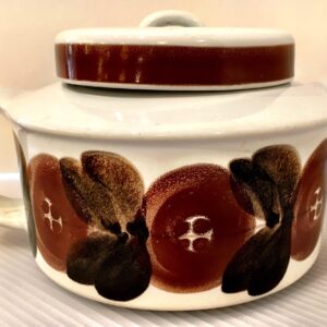 Arabia, Finland Hand Painted Teapot, “Anemone”, Brown