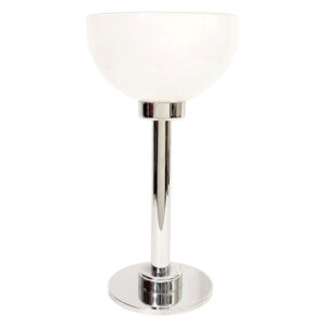 Chrome & White Glass Bowl-Shade Table Lamp