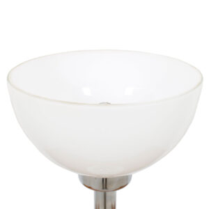 Chrome & White Glass Bowl-Shade Table Lamp