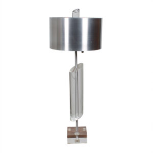 Modern Lucite Lamp with Brushed Aluminum Shade