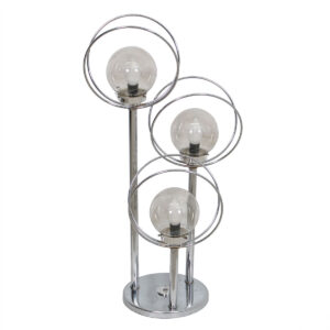 3-Tier Large Chrome Space Age Lamp w/ Orbs & Rings