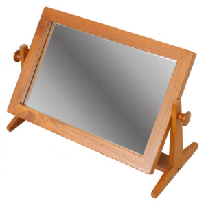 Compact Rectangular Danish Teak Cheval Table Mirror